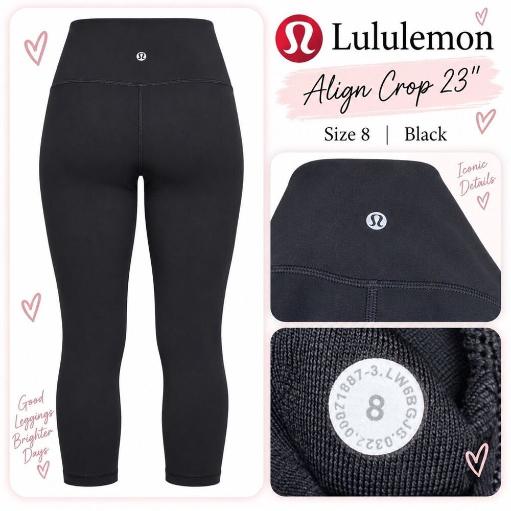 Lululemon Align High-Rise Crop 23” Black Leggings Size 8